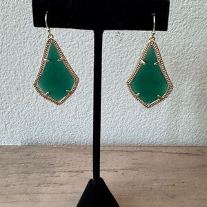 Kendra Scott Alex Green Stone Gold-Trim Dangle Earrings